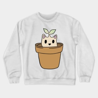 cute cat hiding in a plant pot Crewneck Sweatshirt